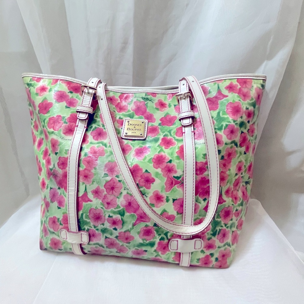 Dooney & Bourke East West Shopper (Large) & Wristlet- Petunia (Pink/Green/White)